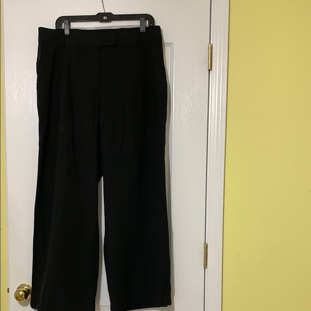 Wide leg slacks.